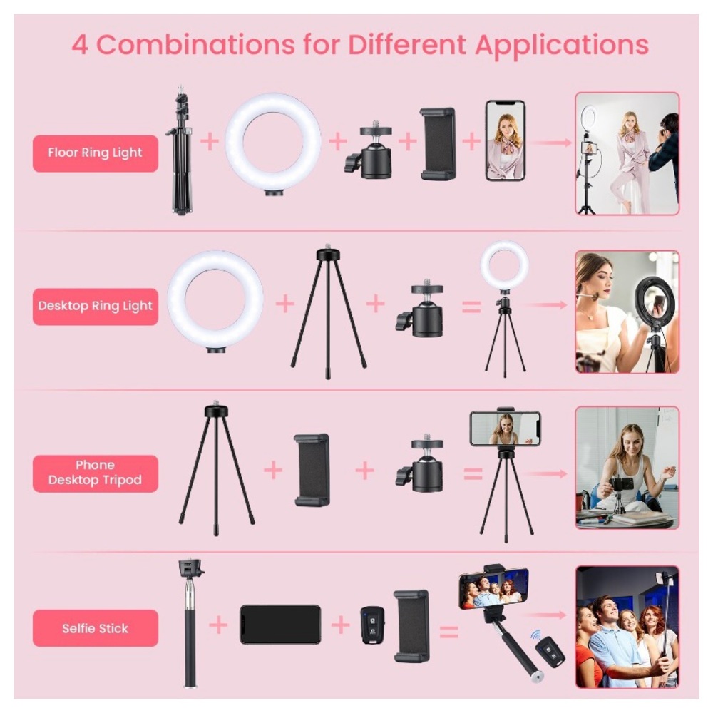 Victsing LED Ring Light with Tripods and selfie stick. NWT - Picture 4 of 6